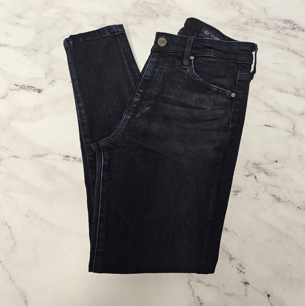 AG Adriano Goldschmied Farrah Ankle High Rise Skinny Dark Blue Jeans 27 Preowned - Picture 3 of 9